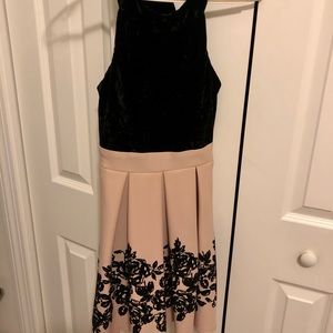 Black/Pink Velvet Dress